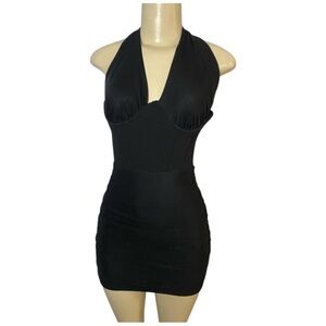 Windsor Sultry Fantasy Plunge Corset Halter V-Neck Mini Dress Size XS
